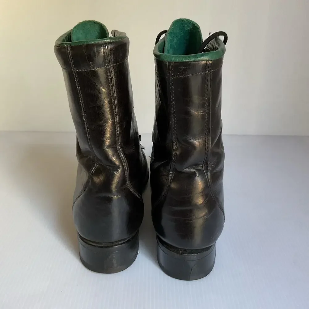 Vintage Laredo Roper Boots Black Green Leather  Women’s 6.5M Lace-Up Western - Picture 7 of 11